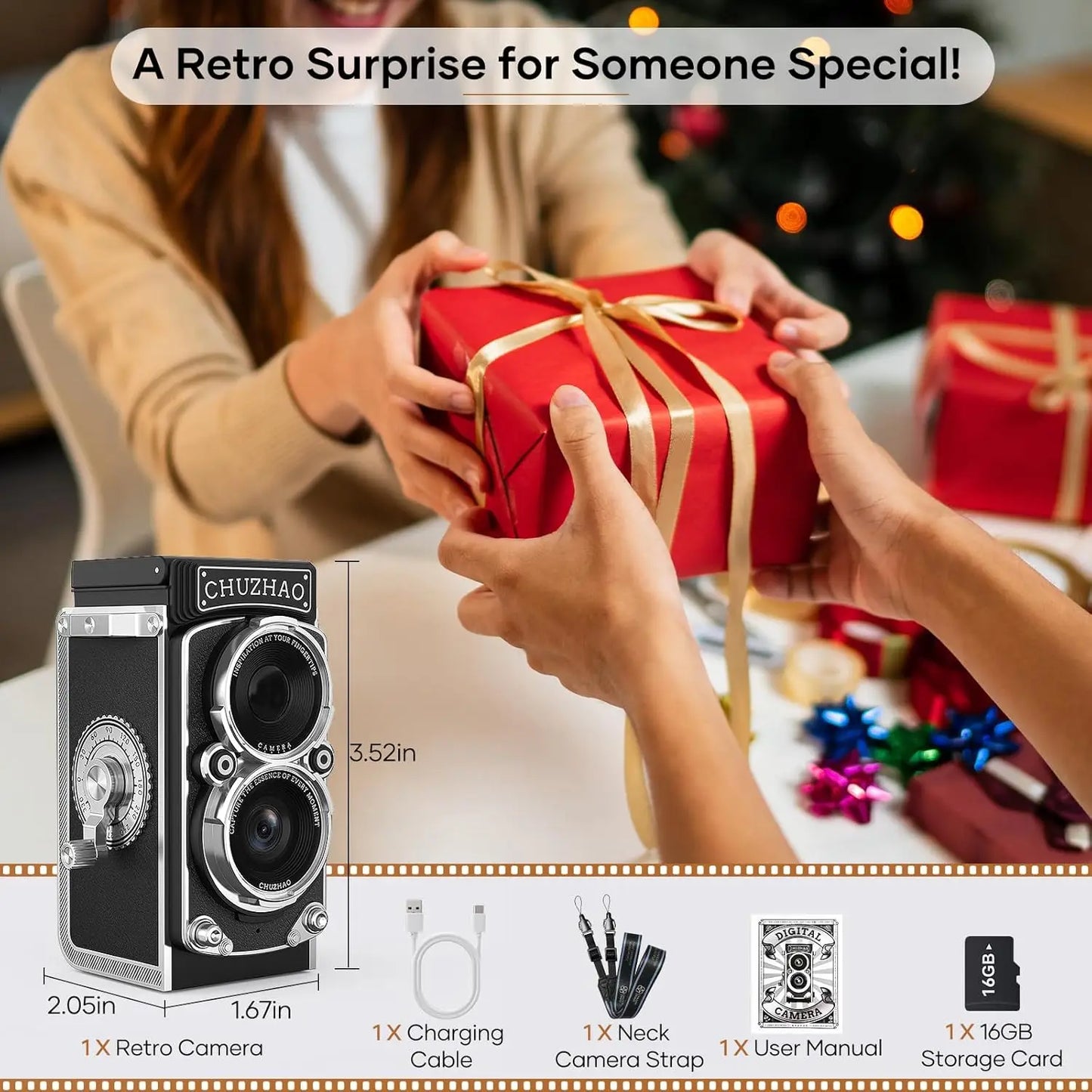 Mini Retro Digital Camera with 1.54 inch Screen 1080p Video 12MP Photos