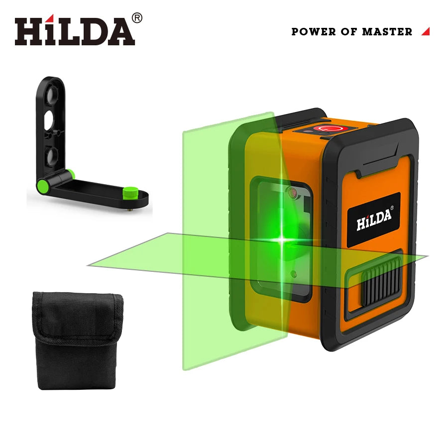 HILDA Laser Level Meter 2-Line Cross Green Level Laser Horizontal & Vertical