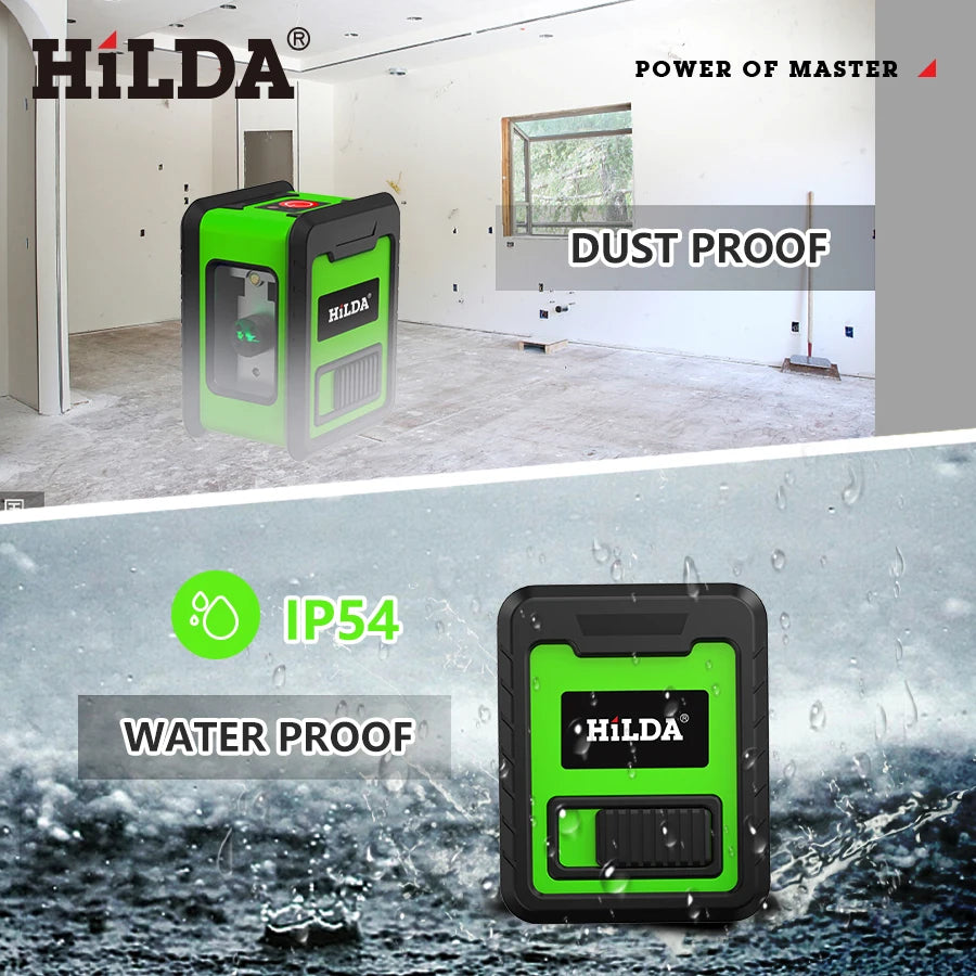 HILDA Laser Level Meter 2-Line Cross Green Level Laser Horizontal & Vertical