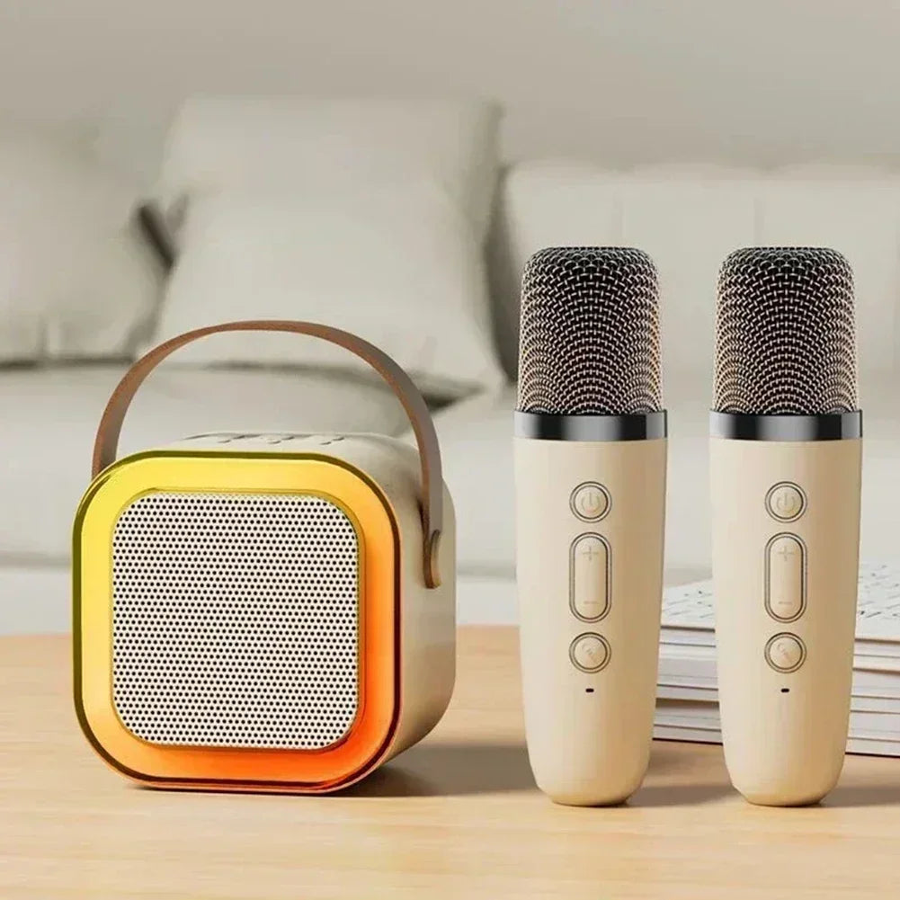 K12 Karaoke Machine Portable Bluetooth 5.3 PA Speaker System with 1-2 Wireless Microphones Home Family Singing Children's Gifts