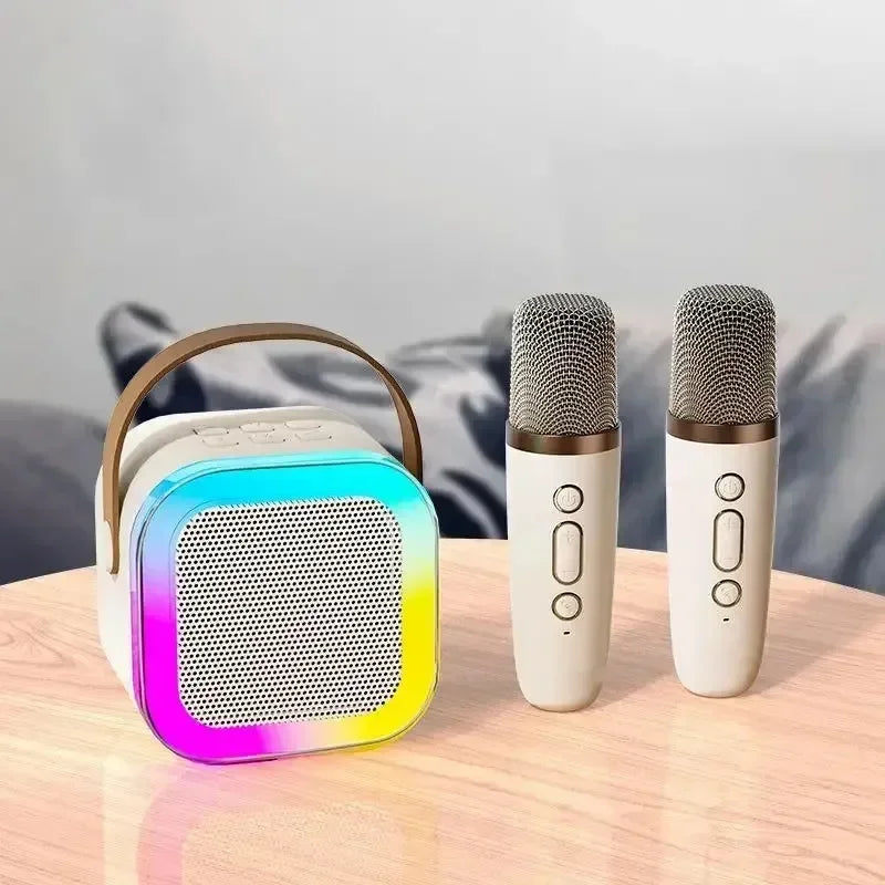 K12 Karaoke Machine Portable Bluetooth 5.3 PA Speaker System with 1-2 Wireless Microphones Home Family Singing Children's Gifts