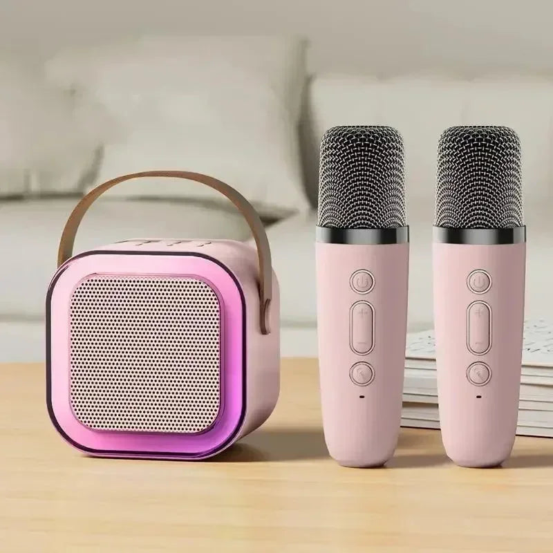 K12 Karaoke Machine Portable Bluetooth 5.3 PA Speaker System with 1-2 Wireless Microphones Home Family Singing Children's Gifts