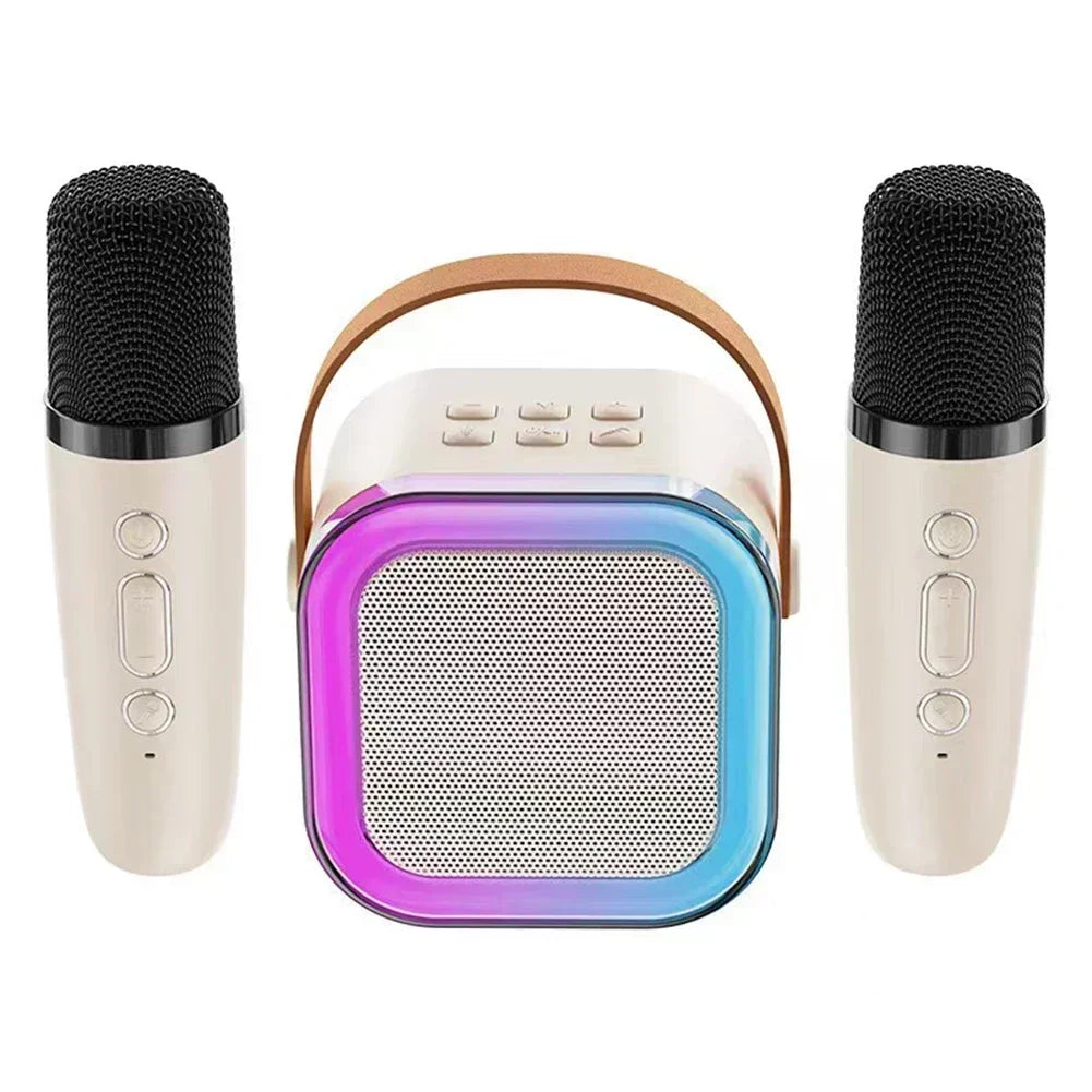 K12 Karaoke Machine Portable Bluetooth 5.3 PA Speaker System with 1-2 Wireless Microphones Home Family Singing Children's Gifts