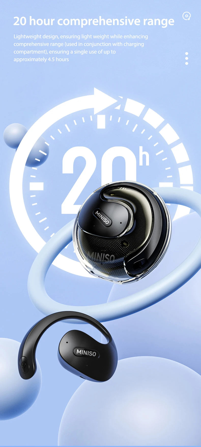 MINISO X15 PRO OWS Bluetooth Headset 5.4 Bluetooth Earphones Button Control Noise Cancelling Ear Hanging Headphones With Mic