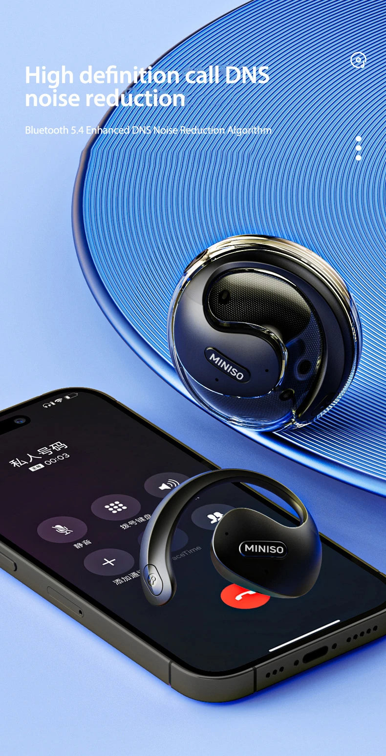MINISO X15 PRO OWS Bluetooth Headset 5.4 Bluetooth Earphones Button Control Noise Cancelling Ear Hanging Headphones With Mic