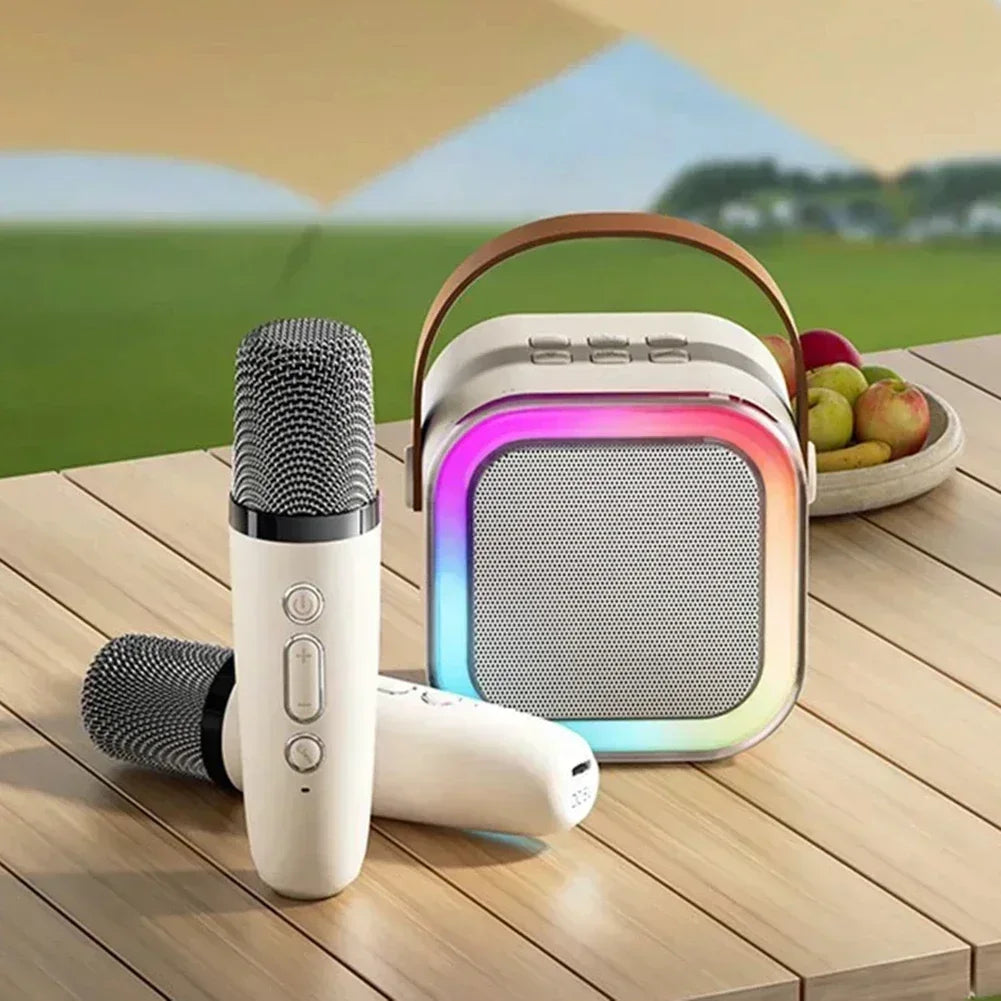 K12 Karaoke Machine Portable Bluetooth 5.3 PA Speaker System with 1-2 Wireless Microphones Home Family Singing Children's Gifts