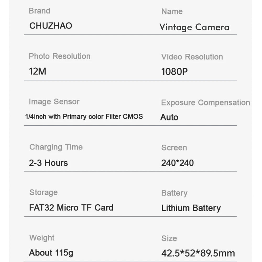 Mini Retro Digital Camera with 1.54 inch Screen 1080p Video 12MP Photos