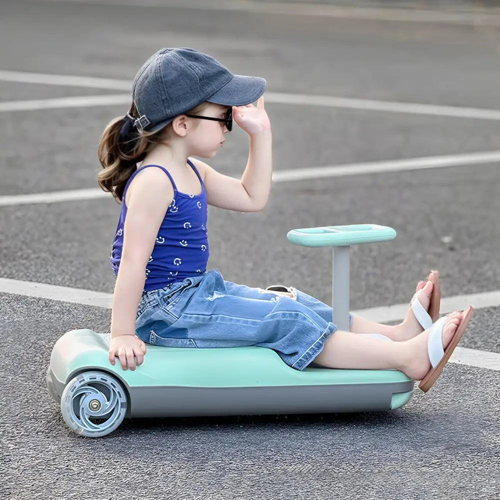 Kids Go Kart, 12V Portable Electric Go Kart, Electric Wiggle Car With Gradient Light, 5 Speed, Built-in Storage Bin For 6-12Y