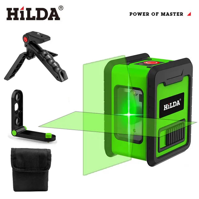 HILDA Laser Level Meter 2-Line Cross Green Level Laser Horizontal & Vertical