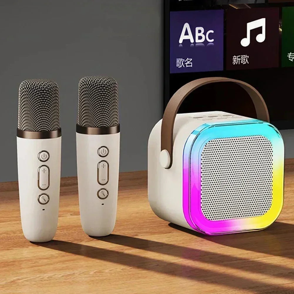 K12 Karaoke Machine Portable Bluetooth 5.3 PA Speaker System with 1-2 Wireless Microphones Home Family Singing Children's Gifts