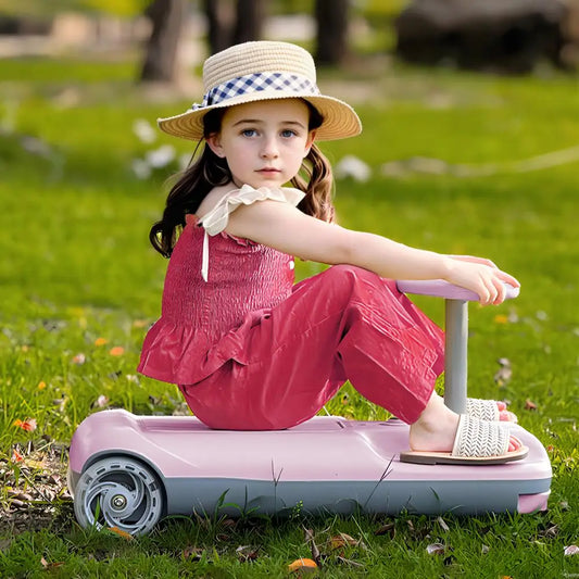 Kids Go Kart, 12V Portable Electric Go Kart, Electric Wiggle Car With Gradient Light, 5 Speed, Built-in Storage Bin For 6-12Y