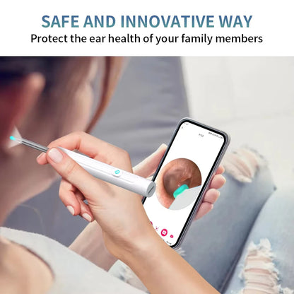 Ear Cleaner with Camera 1296P Ear Sticks USB C Charging Ear Wax Removal Tool WIFI Connection 6 LED Lights