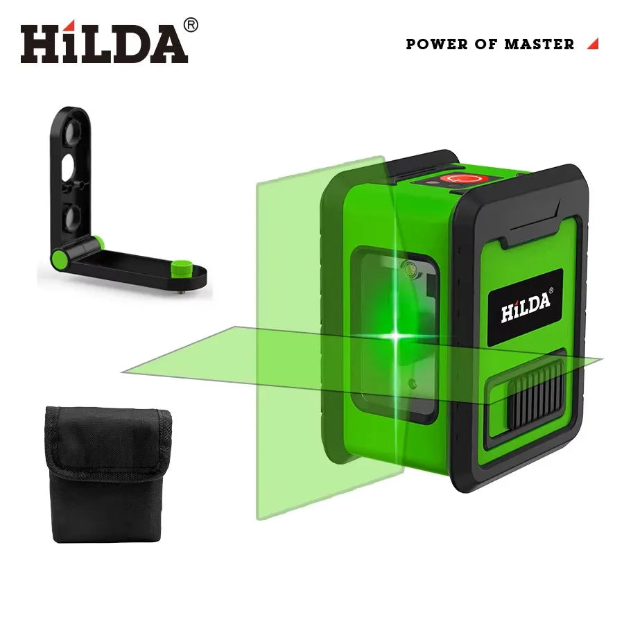 HILDA Laser Level Meter 2-Line Cross Green Level Laser Horizontal & Vertical