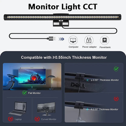 LED Monitor Light With Remote Control, Stepless Dimmable Monitor Screen Hanging Light for Computer Study, LED Table Lamp