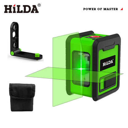 HILDA Laser Level Meter 2-Line Cross Green Level Laser Horizontal & Vertical