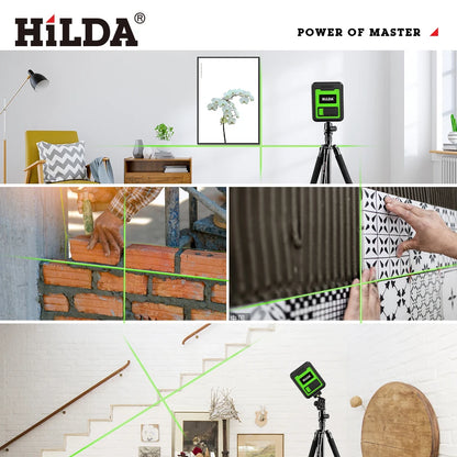 HILDA Laser Level Meter 2-Line Cross Green Level Laser Horizontal & Vertical