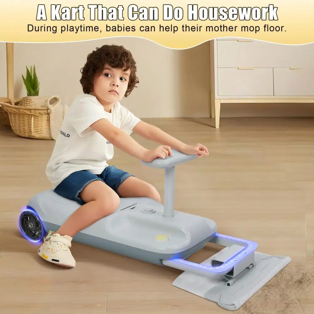 Kids Go Kart, 12V Portable Electric Go Kart, Electric Wiggle Car With Gradient Light, 5 Speed, Built-in Storage Bin For 6-12Y