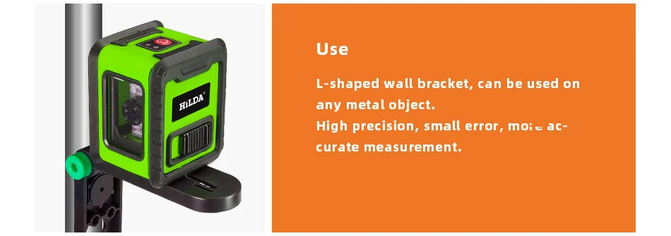 HILDA Laser Level Meter 2-Line Cross Green Level Laser Horizontal & Vertical