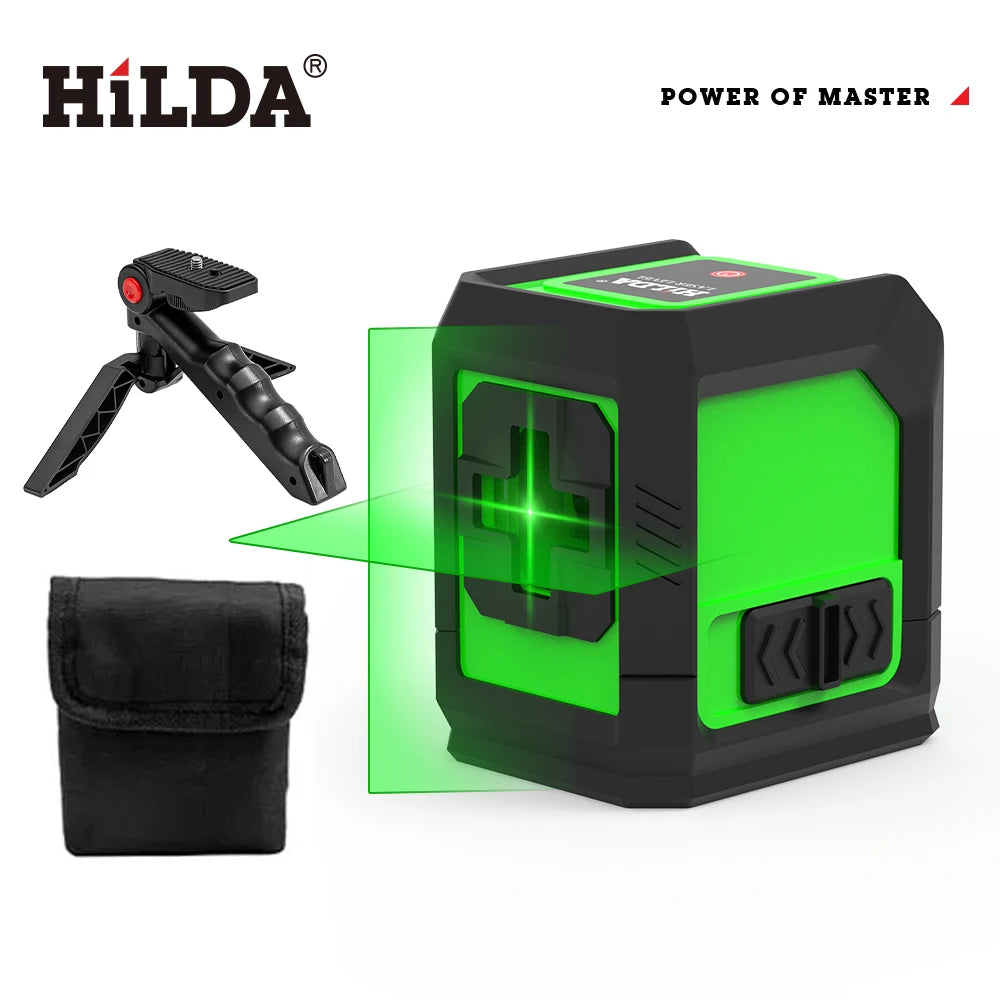 HILDA Laser Level Meter 2-Line Cross Green Level Laser Horizontal & Vertical