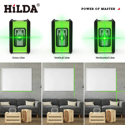 HILDA Laser Level Meter 2-Line Cross Green Level Laser Horizontal & Vertical