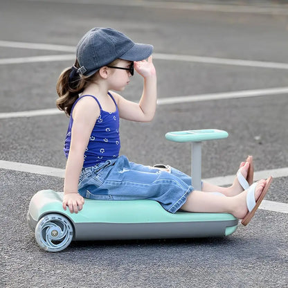 Kids Go Kart, 12V Portable Electric Go Kart, Electric Wiggle Car With Gradient Light, 5 Speed, Built-in Storage Bin For 6-12Y