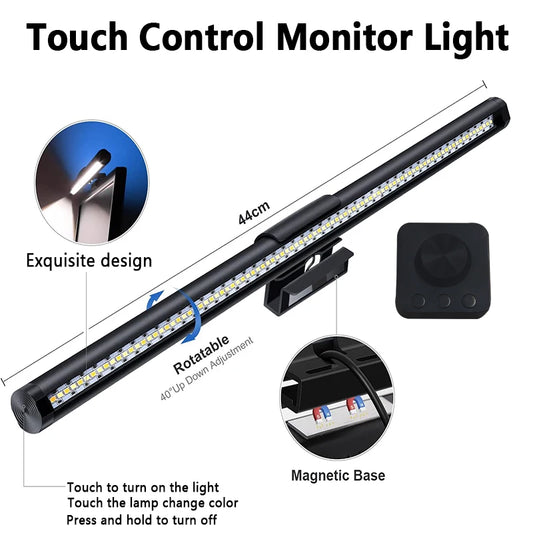 LED Monitor Light With Remote Control, Stepless Dimmable Monitor Screen Hanging Light for Computer Study, LED Table Lamp