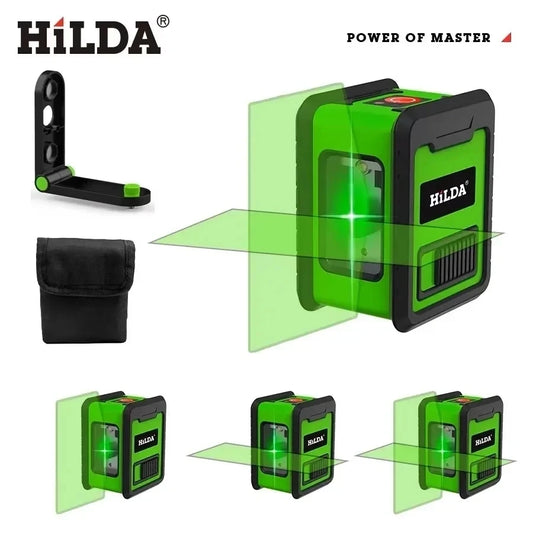 HILDA Laser Level Meter 2-Line Cross Green Level Laser Horizontal & Vertical